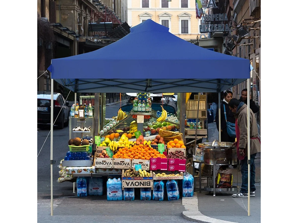 gazebo pieghevole 3 x 3 m gazebo impermeabile stabile invernale per feste con borsa di trasporto su ruote blu