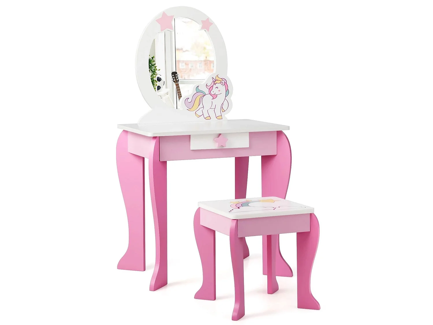 Mädchen Schminktisch Weiß-Rosa, 49,5 x 35,5 x 89 cm, Alter 3-7 Jahre