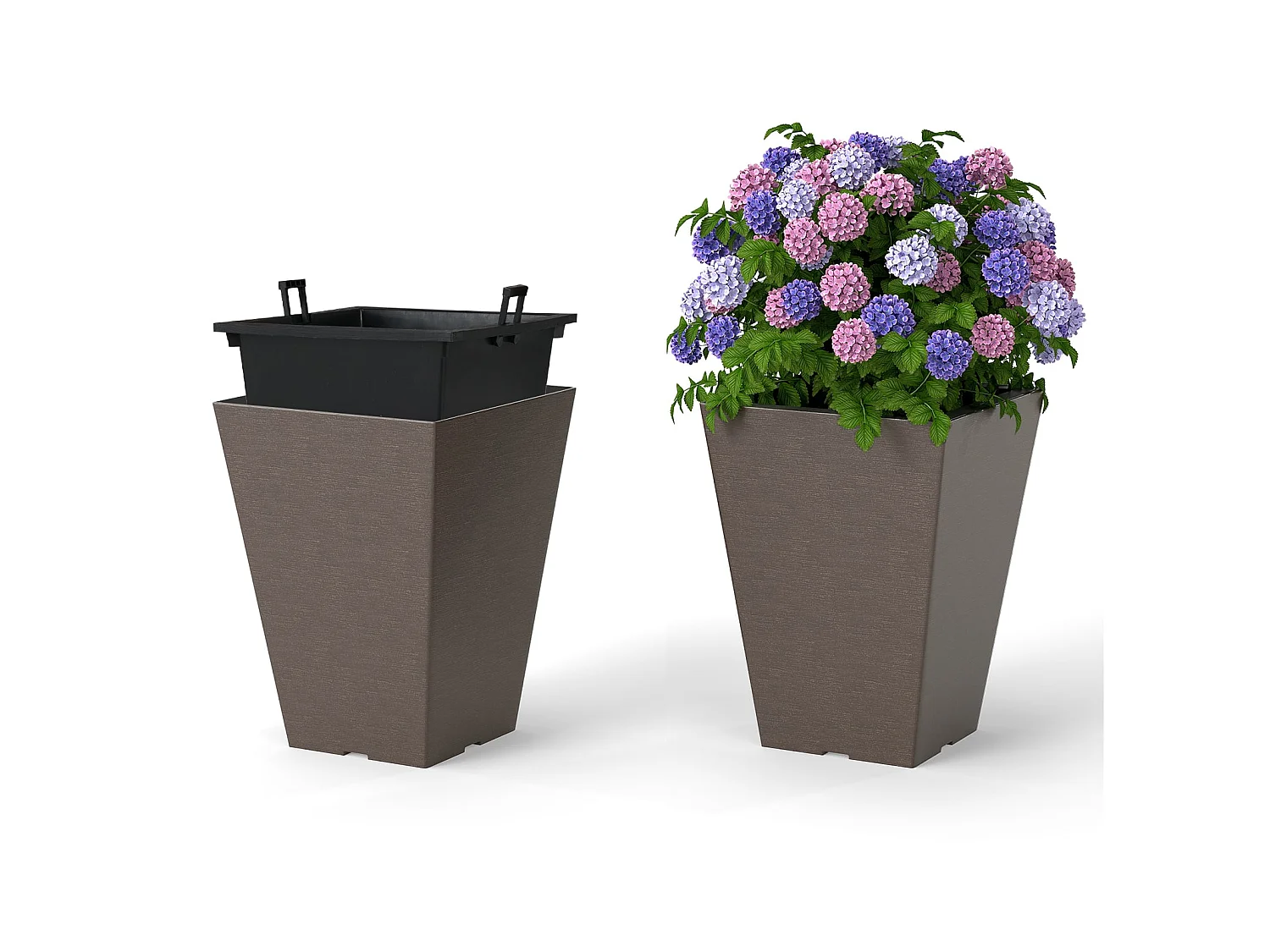 Set di vasi con fori di drenaggio - Vasi per fiori, 2 pezzi