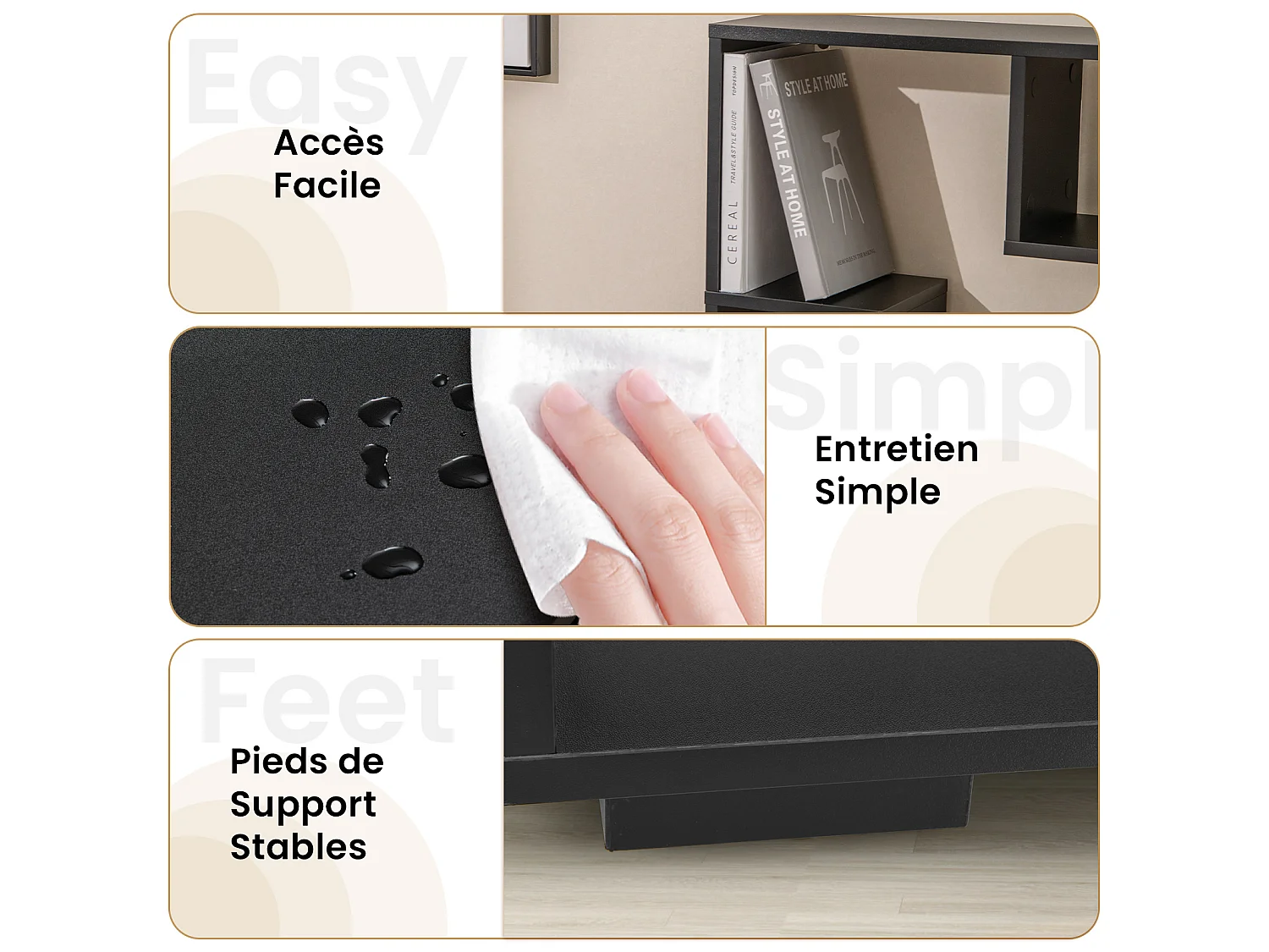 Geometrisch Boekenrek 120 cm Open Planken Anti-Kantel Zwart