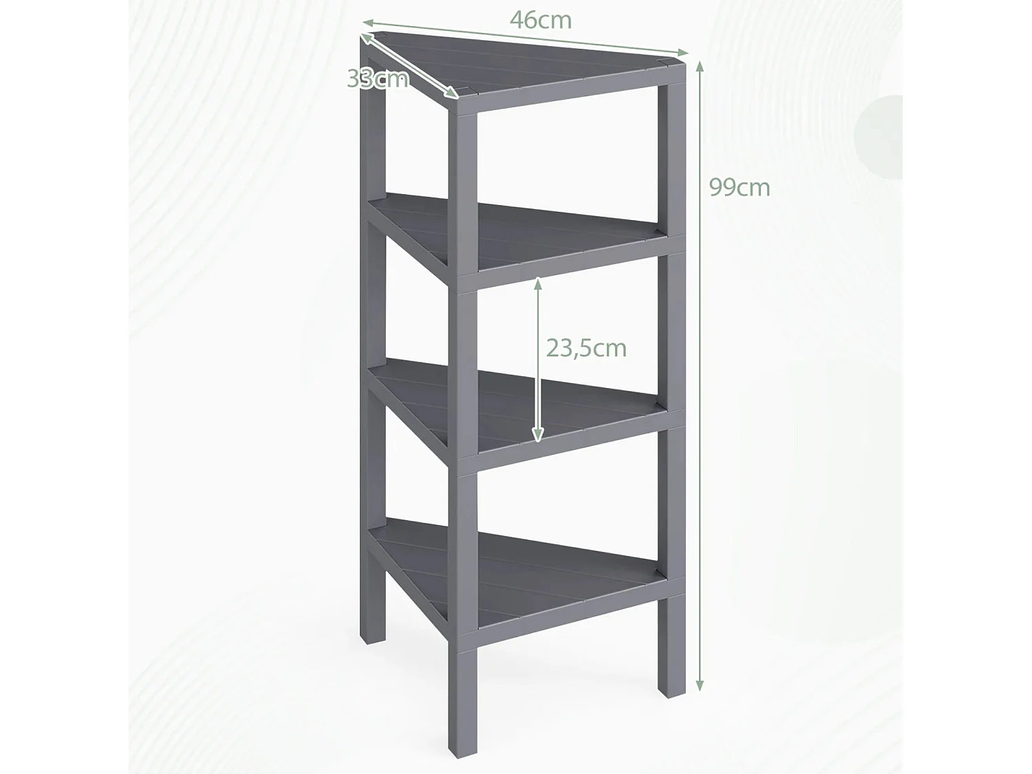Étagère de rangement d'angle en plastique