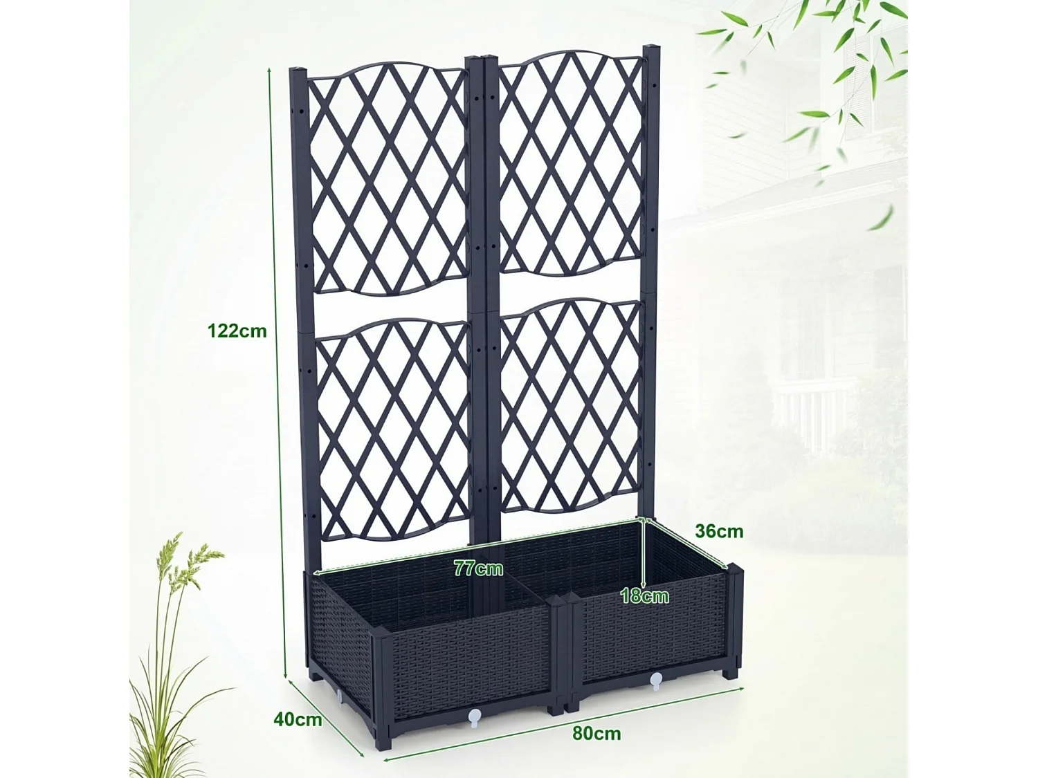 Jardinière avec treillis pour plantes grimpantes