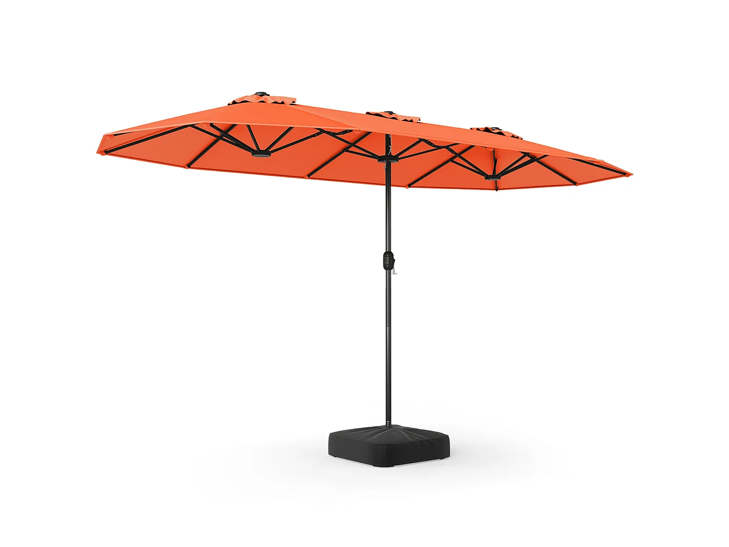 Doppelsonnenschirm mit Ständer Sonnenschirm UPF 50+ Gartenschirm 400 x 200 cm Orange
