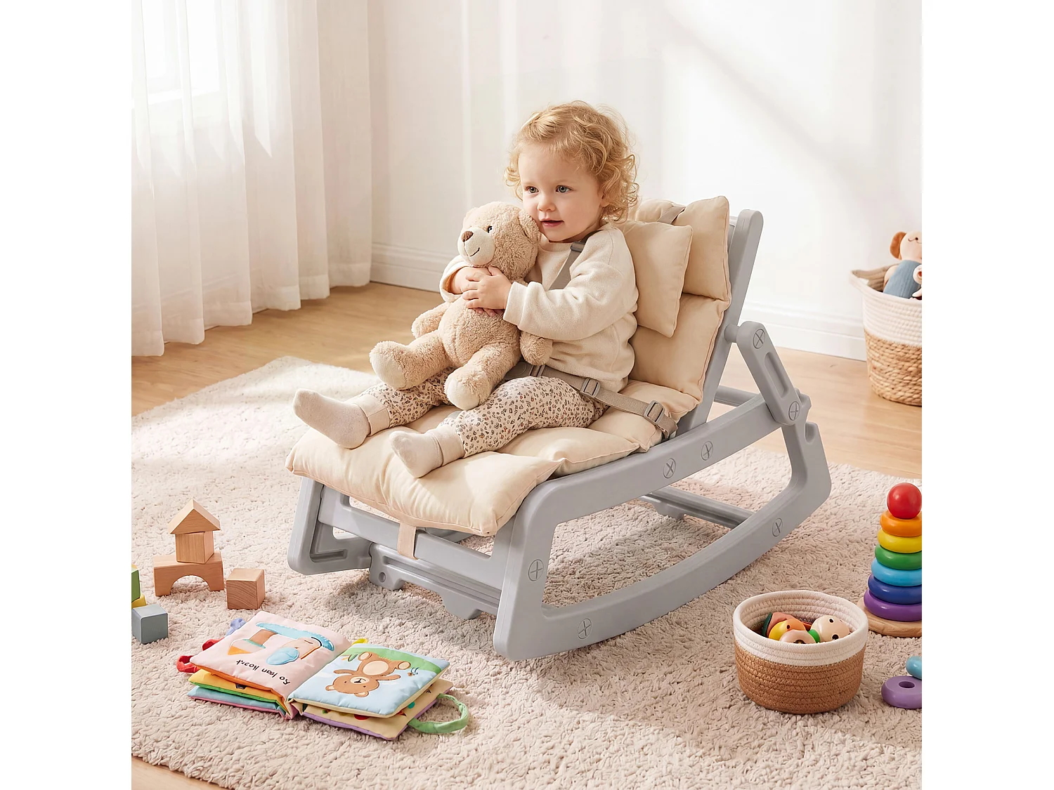 Fauteuil à bascule avec dossier réglable pour enfants