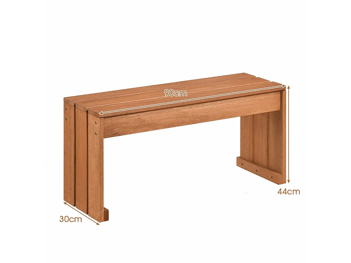 Gartenbank ohne Lehne Wetterfest Sitzbank aus Hartholz Balkonbank 50 x 40 x 81 cm Natur