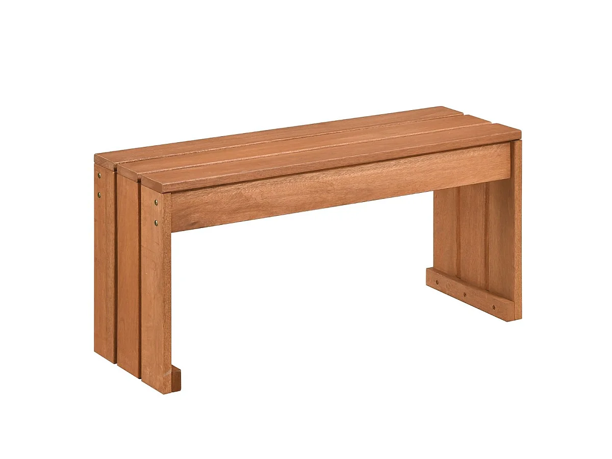 Gartenbank ohne Lehne Wetterfest Sitzbank aus Hartholz Balkonbank 50 x 40 x 81 cm Natur