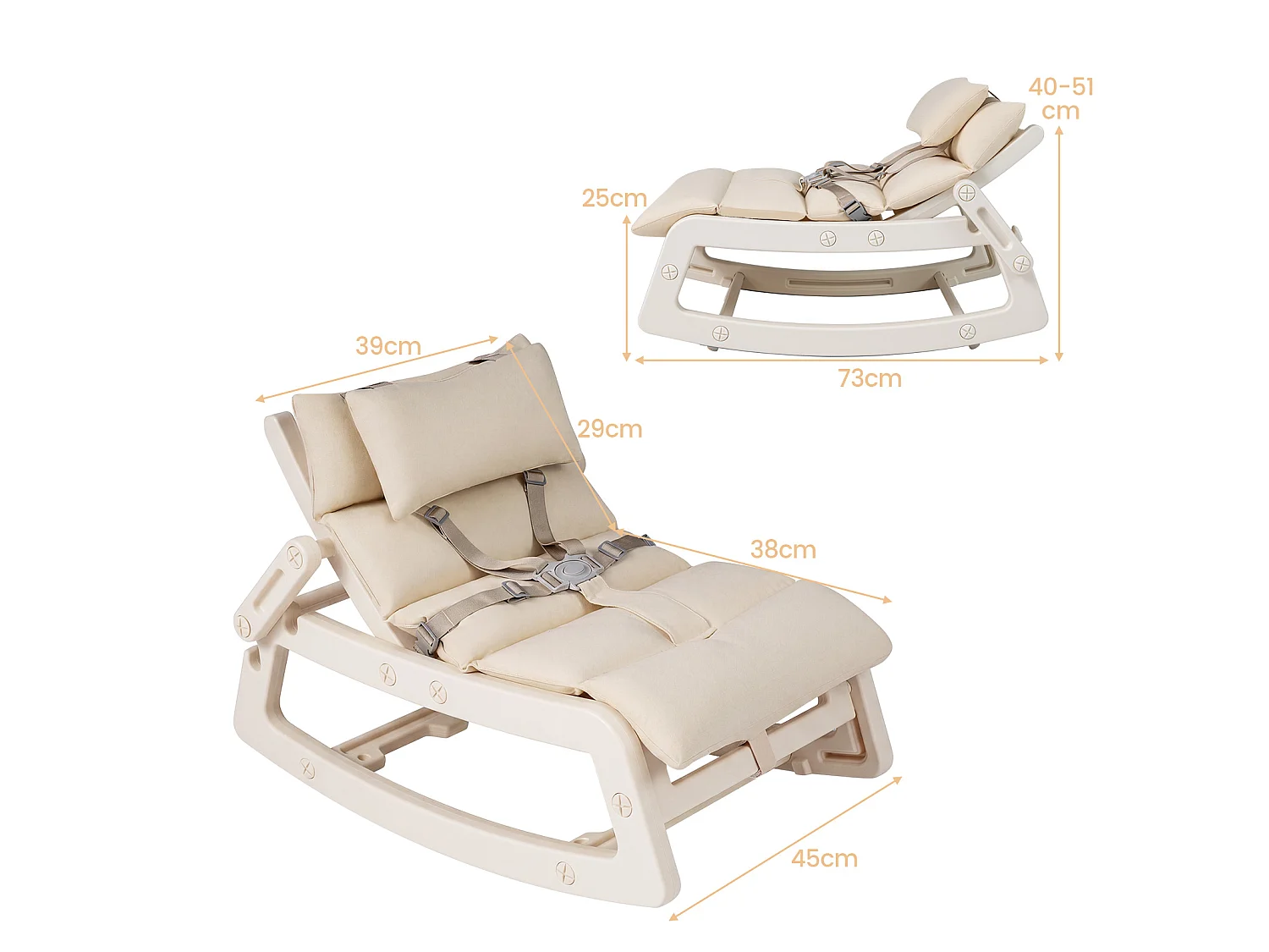 Fauteuil à bascule avec dossier réglable pour enfants