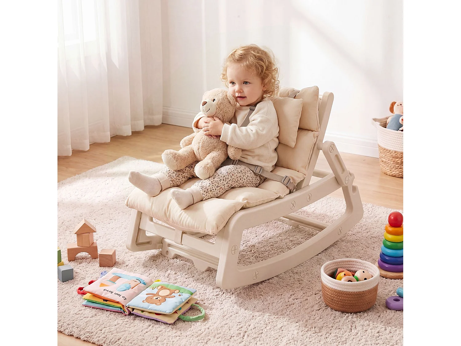 Fauteuil à bascule avec dossier réglable pour enfants