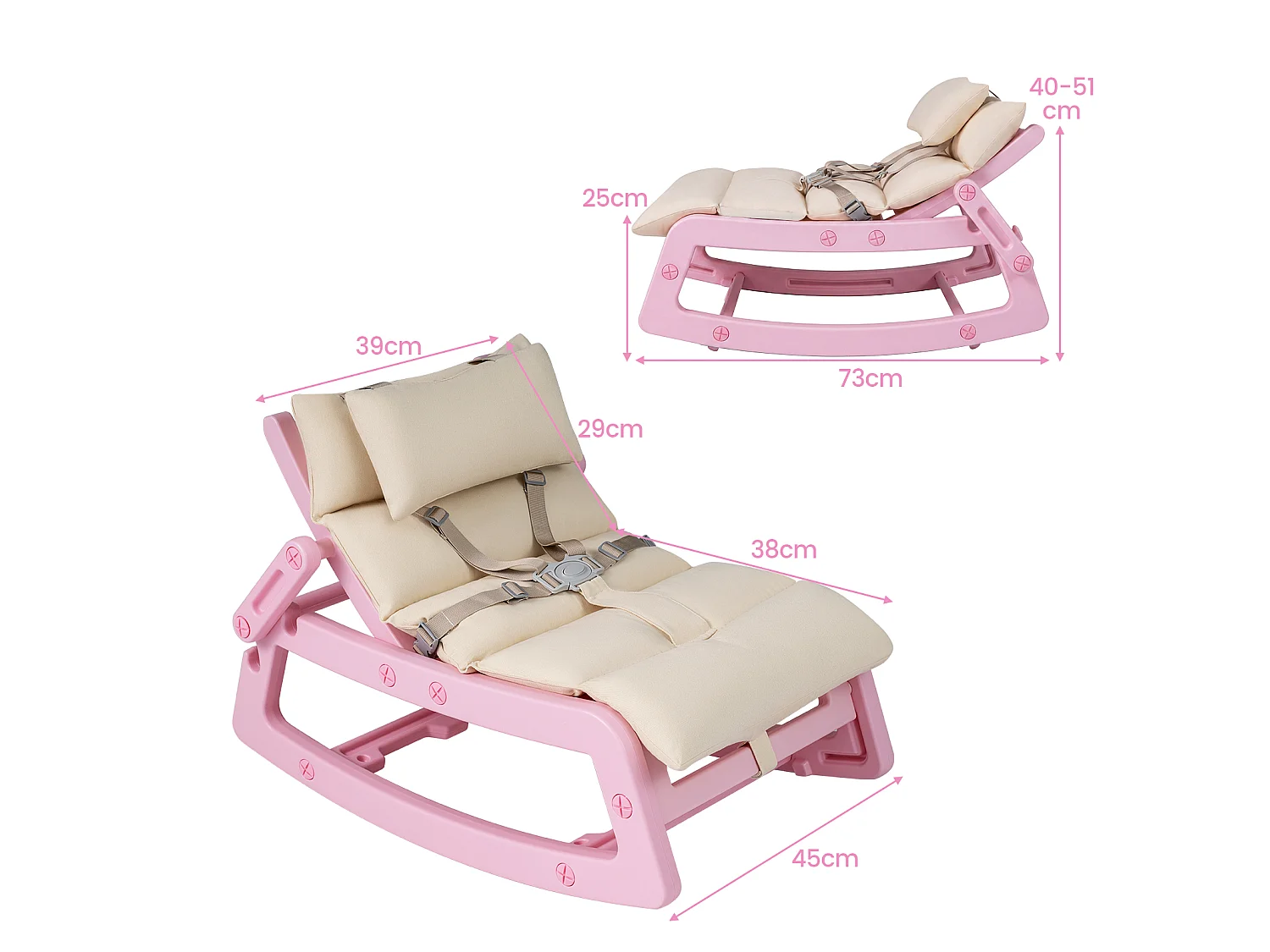 Fauteuil à bascule avec dossier réglable pour enfants