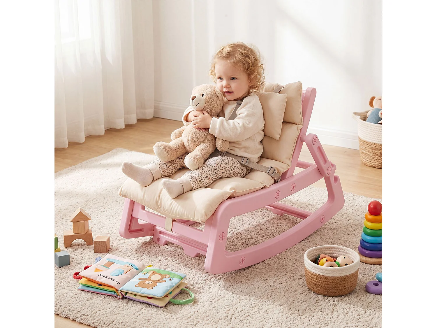 Fauteuil à bascule avec dossier réglable pour enfants