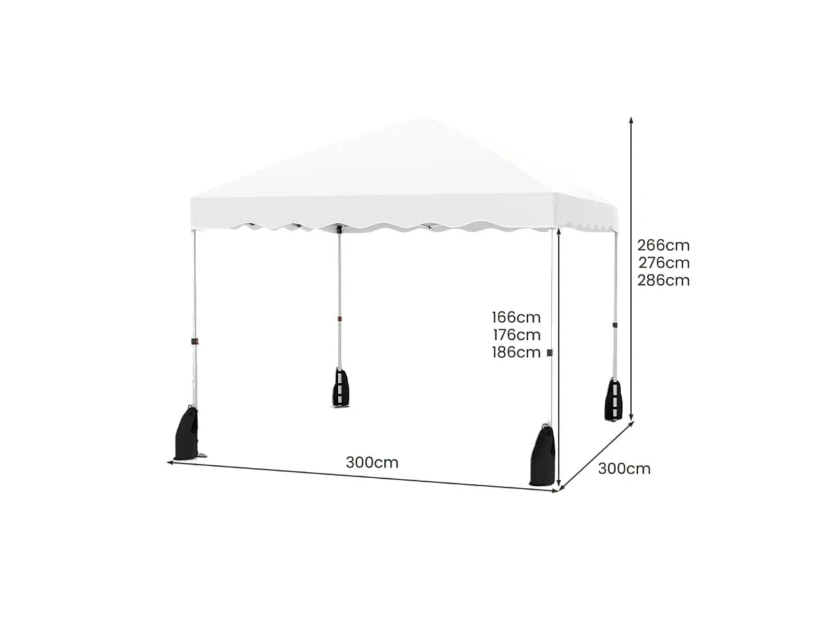 3 x 3 m Pavillon mit Rolltasche Wasserdichter Faltpavillon inkl. 4 Windseile Gartenzelt Weiß