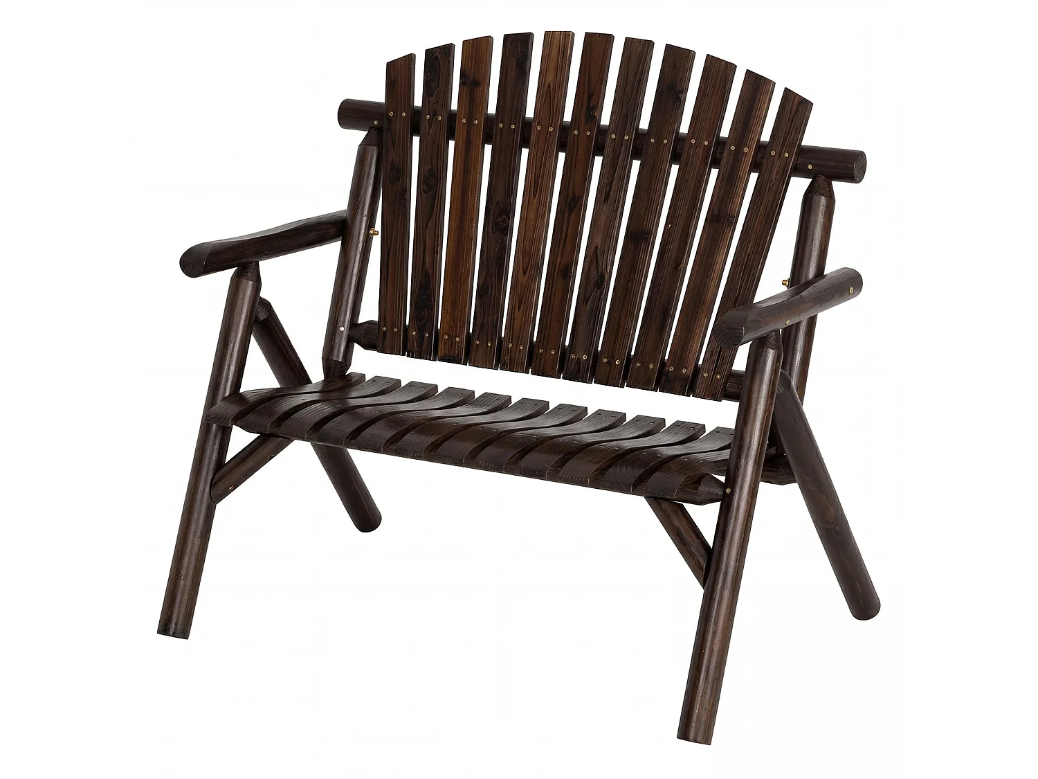 2-Sitzer Sitzbank mit Armlehnen Holz Gartenbank bis 300 kg Belastbar Balkonbank Braun
