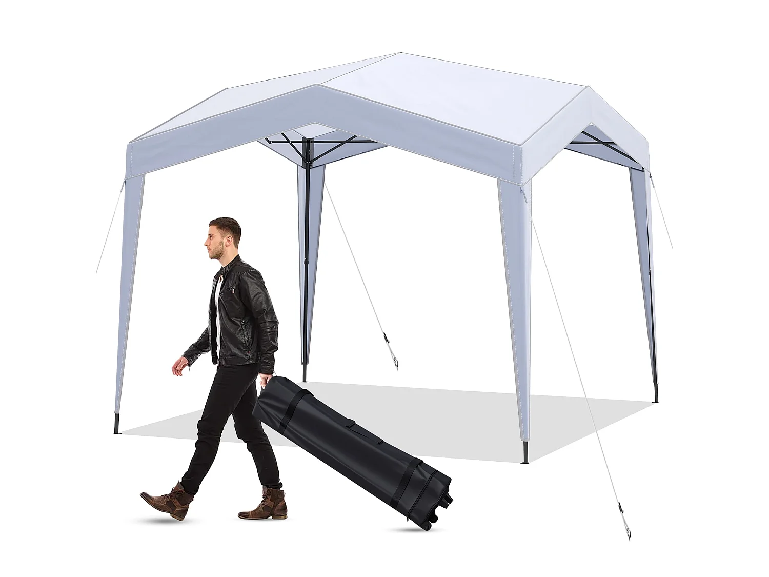 Pavillon 3x3 m Faltpavillon mit Rolltasche 8 Heringe & 4 Windseile Gartenpavillon Wasserdicht Stabil Winterfest (ohne Moskitonetz)