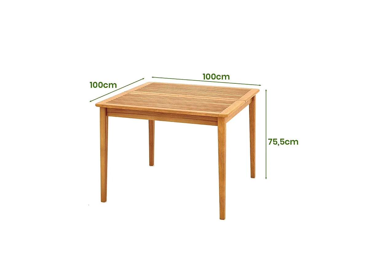 Gartentisch aus Akazienholz mit Schirmloch Terrassentisch Quadratischer Balkontisch