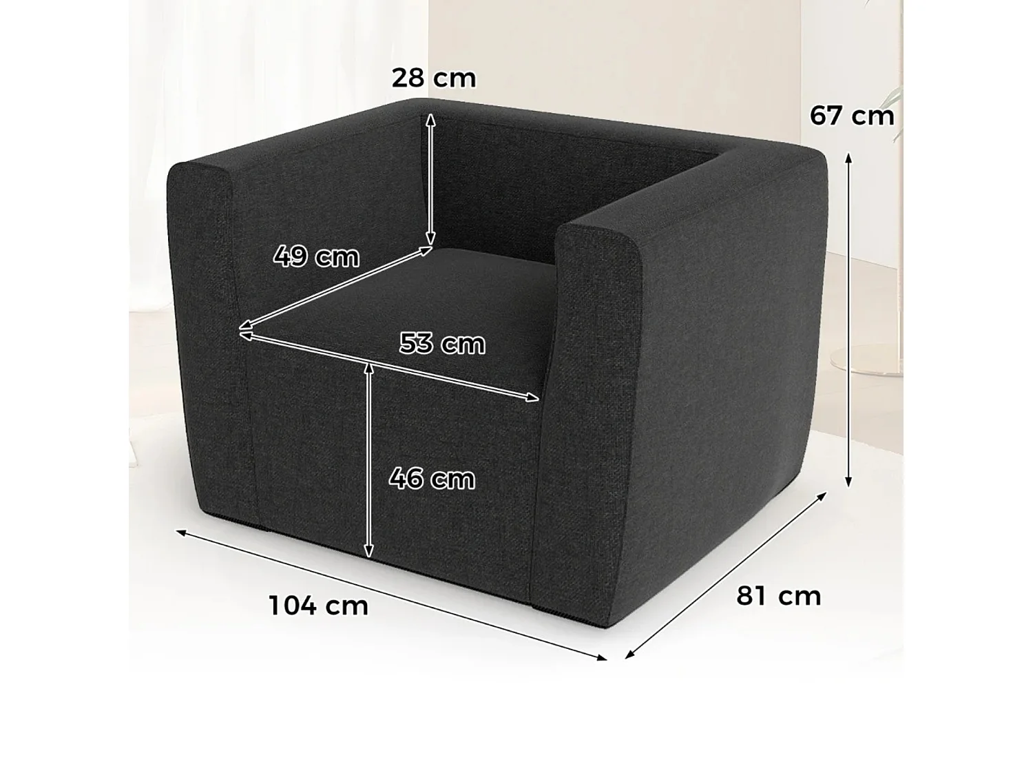 Fauteuil gonflable et portable avec housse amovible
