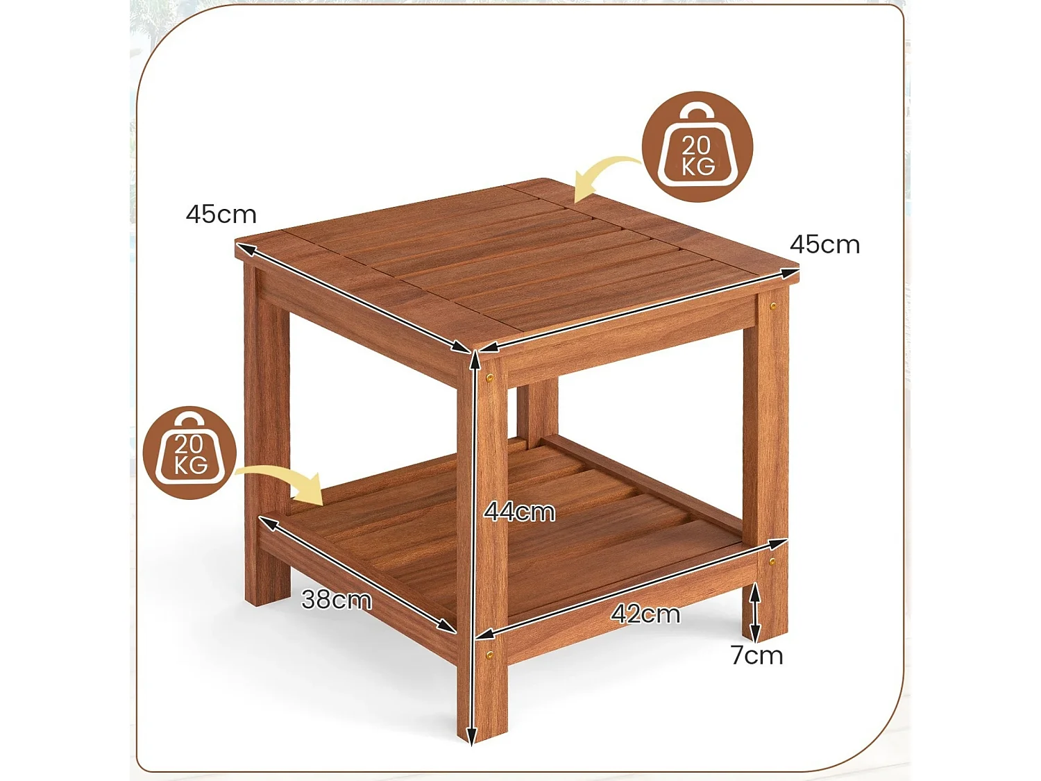 Table de chevet en bois à deux niveaux Table d'appoint