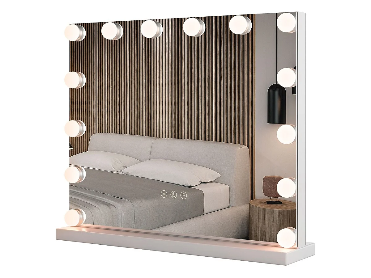 Miroir de Maquillage 14 Ampoules LED Loupe x5 Miroir de Courtoisie Eclairé de Table 3 Modes d'Eclairage Réglable