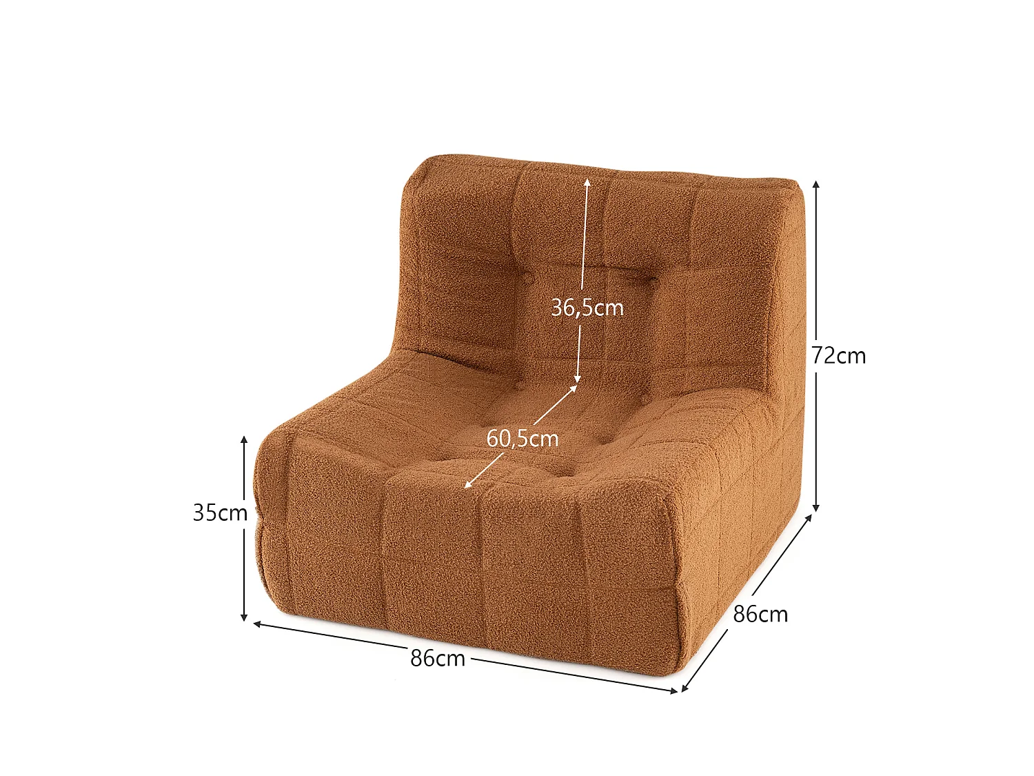 Fauteuil avec rembourrage en mousse et housse en peluche