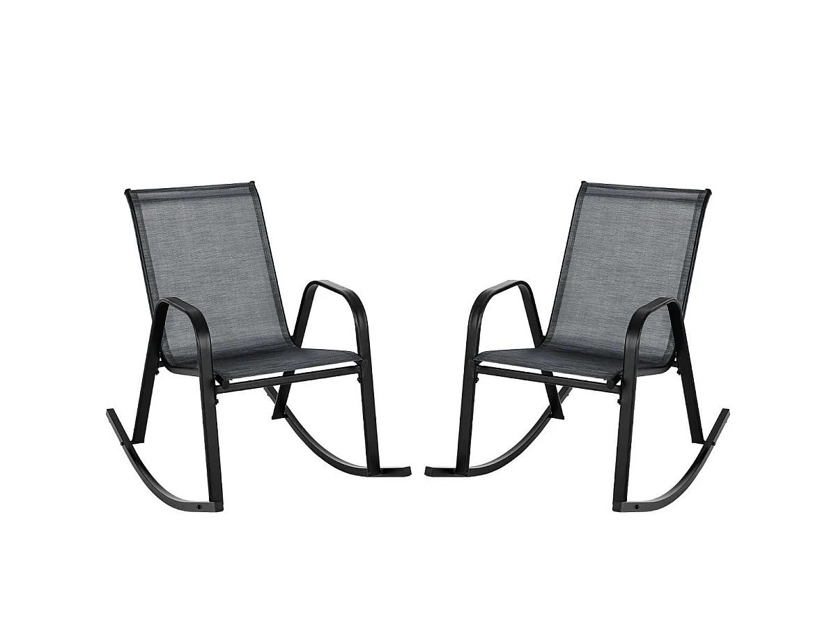 2er Set Schaukelstühle mit Atmungsaktivem Stoffsitz Ergonomische Schaukel Schwarz