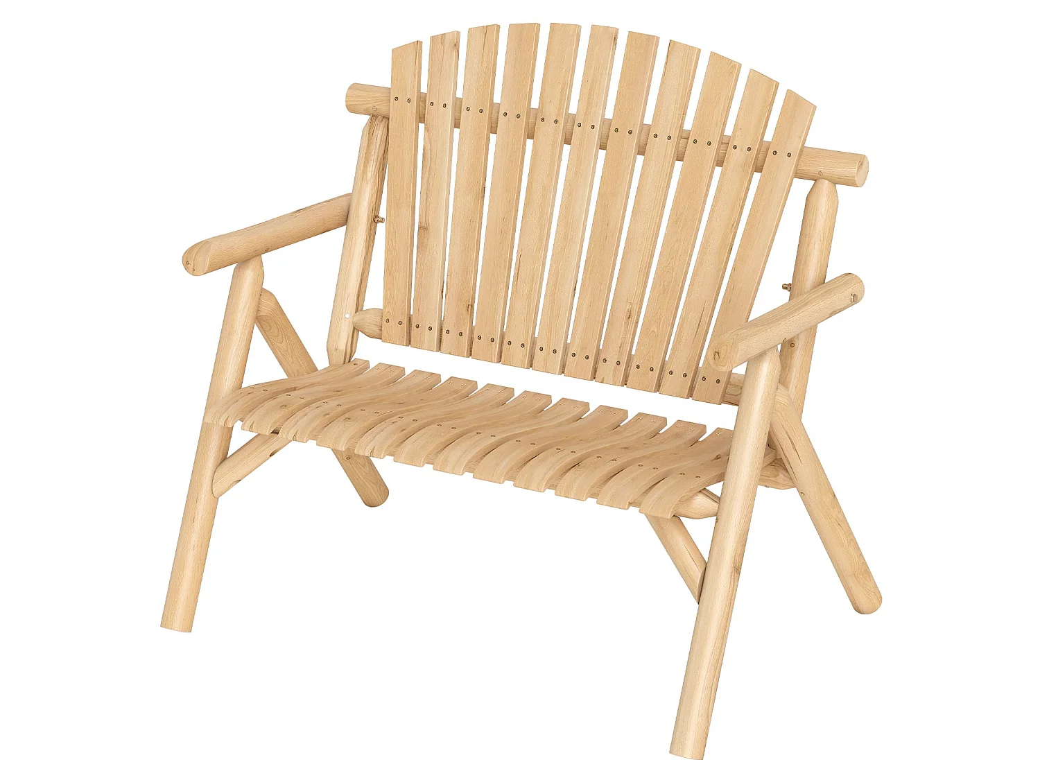 2-Sitzer Sitzbank mit Armlehnen Holz Gartenbank bis 300 kg Belastbar Balkonbank Natur
