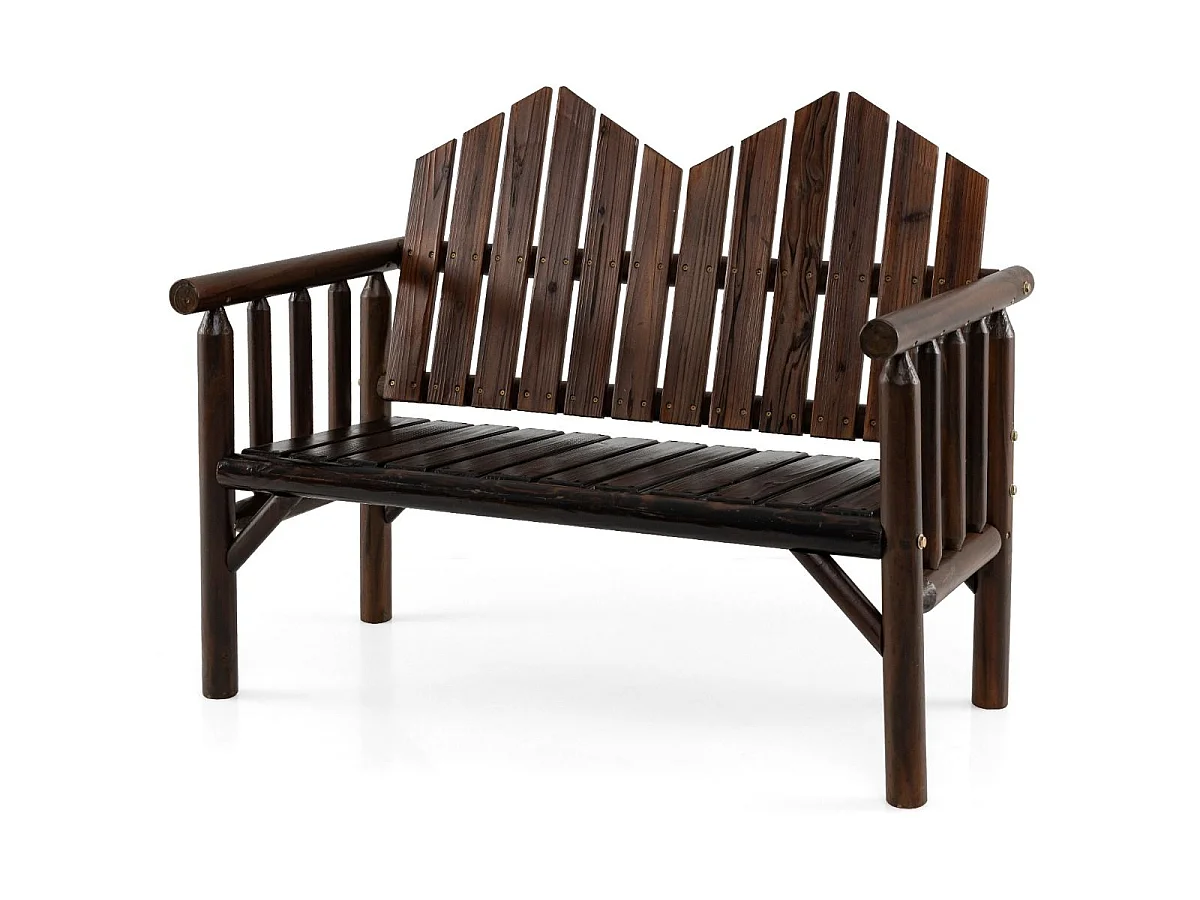 2-Sitzer Gartenbank Massivholz-Loveseat mit geneigter Rückenlehne geräumiger Latten-Sitz Braun