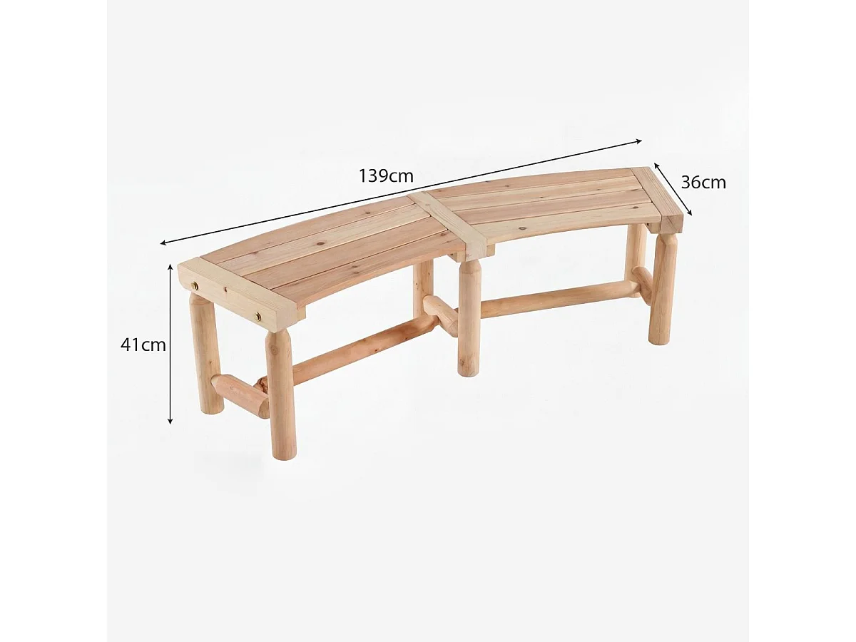 Gartenbank ohne Rückenlehne für 2-3 Sitzer Wetterfeste Holzbank bis 325 kg Belastbar Natur