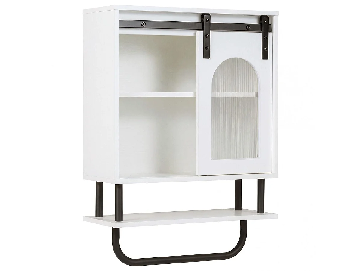 Armoire de salle de bain murale avec porte-serviettes et étagère ouverte Armoire suspendue blanche