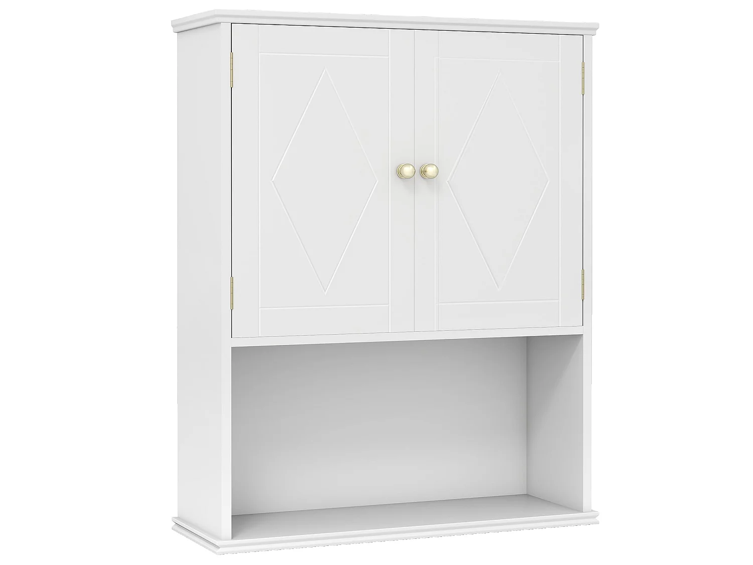 Badezimmerschrank zur Wandmontage 2-türiger Medizinschrank mit offener Ablage Weiß