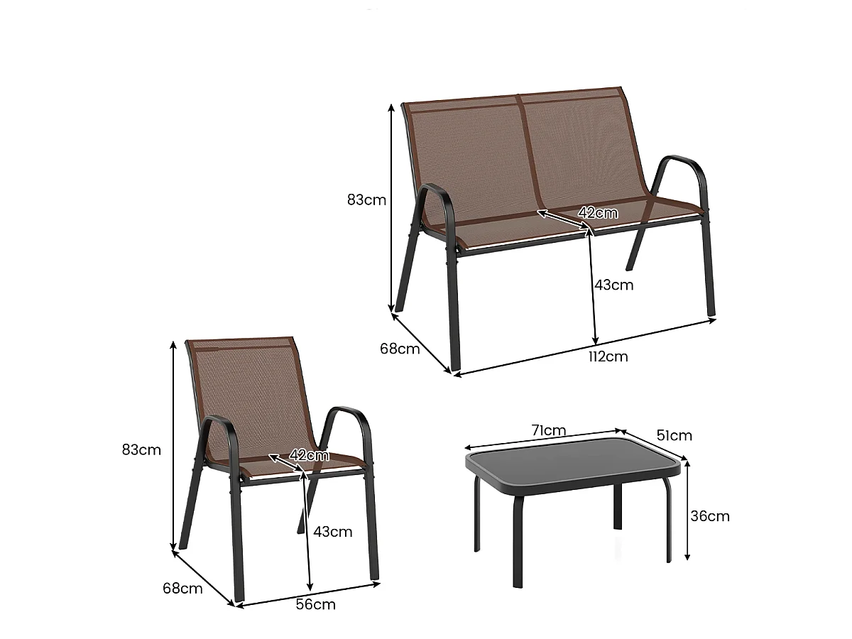Set di mobili da giardino in 4 pezzi Mobili da giardino