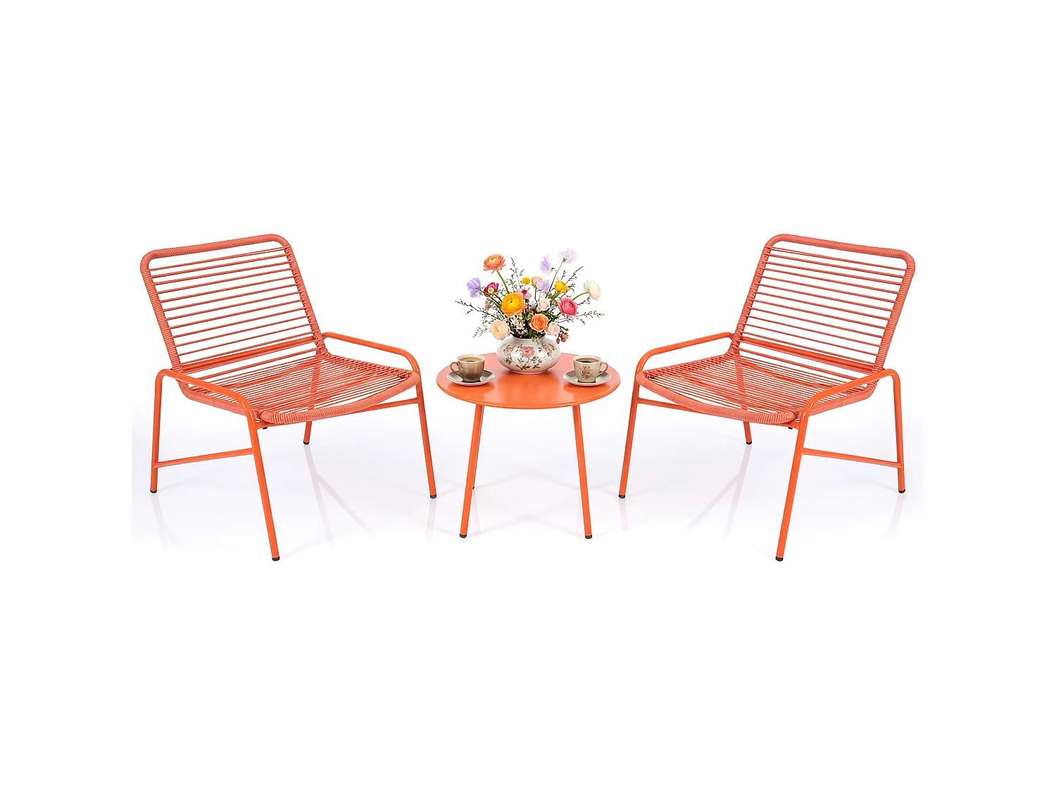 3-Teiliges Gartenmöbel Set Bistro-Set mit 2 Gartenstühle & Beistelltisch Balkonset für 2 Personen