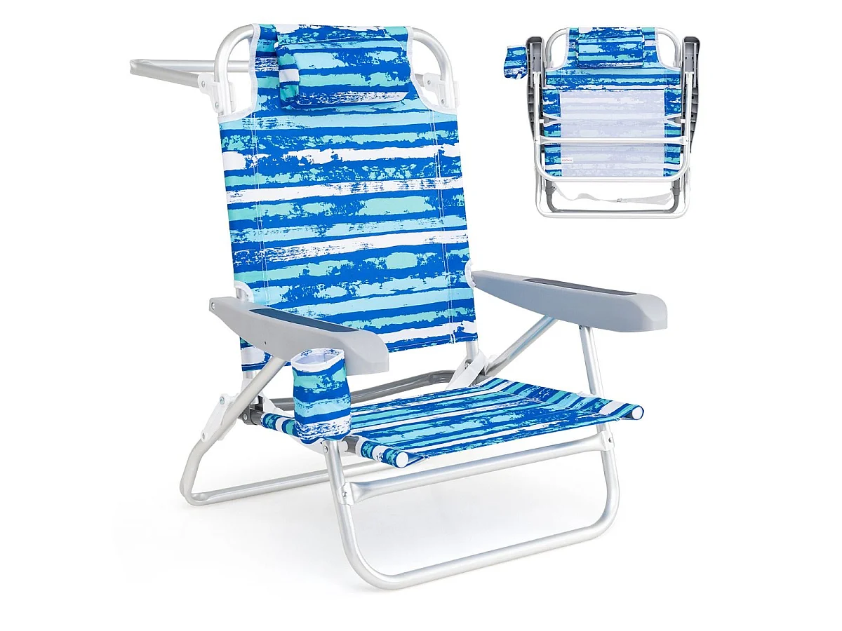 Strandstühle klappbar leicht 2er Set Campingstühle mit verstellbarer Rückenlehne Blau