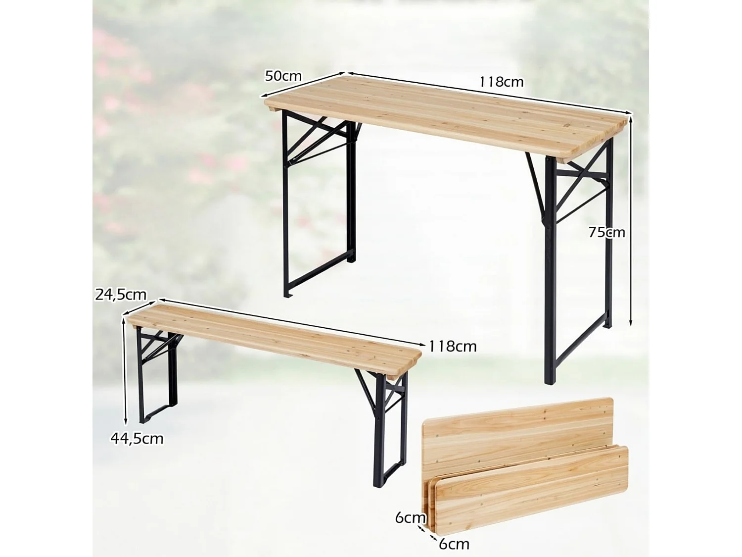 Set di mobili da giardino - tavolo con 2 panche