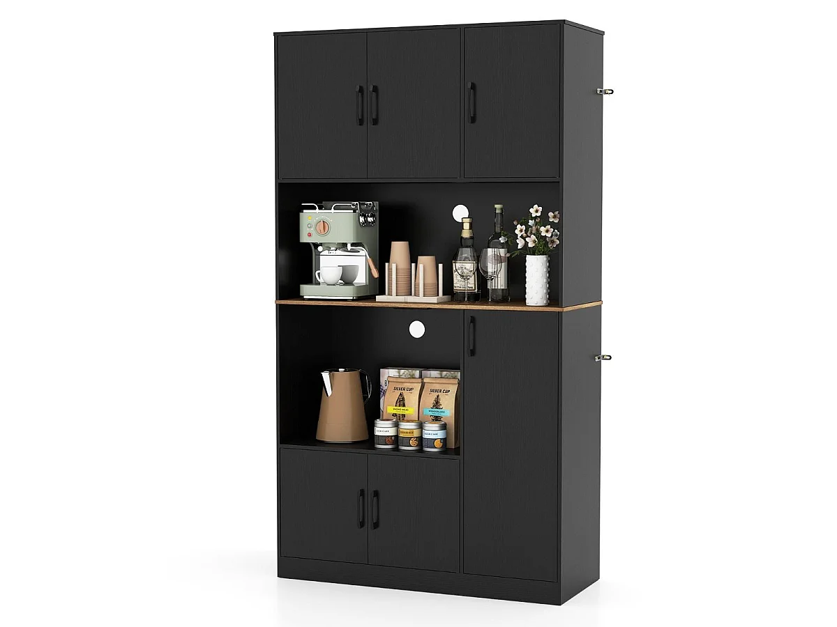 Sideboard mit Ladestation Schwarzer Küchenschrank