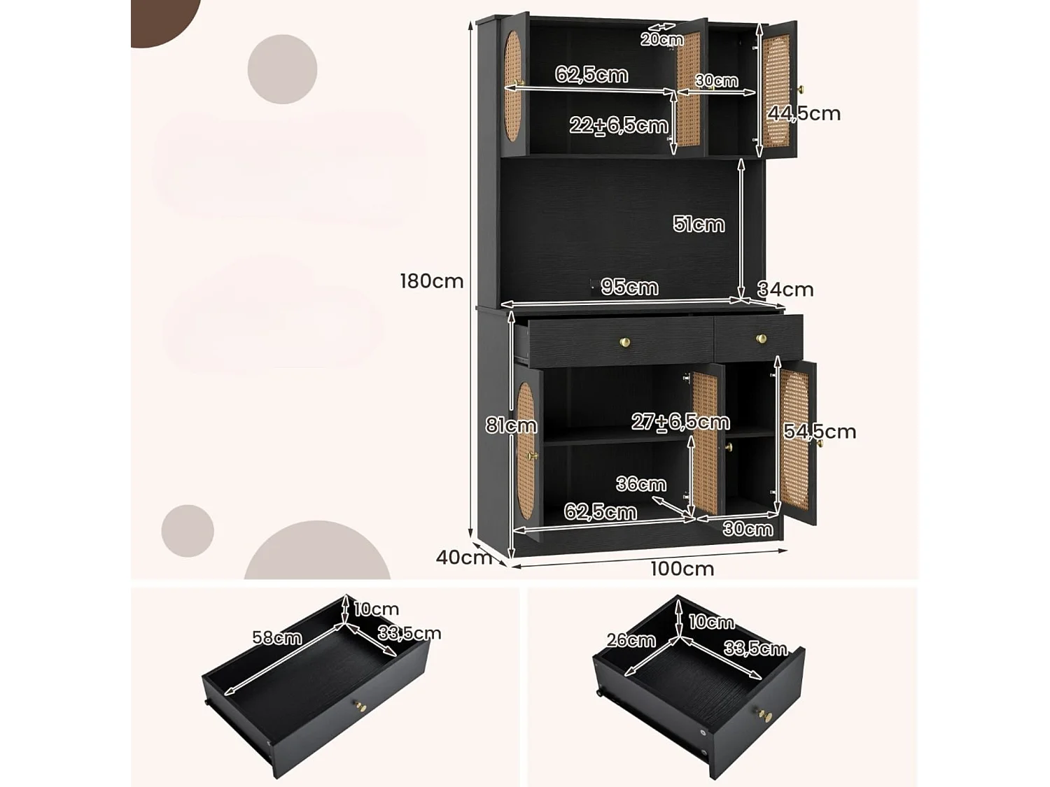 Holzschrank für die Küche mit Ladestation – Küchenregal