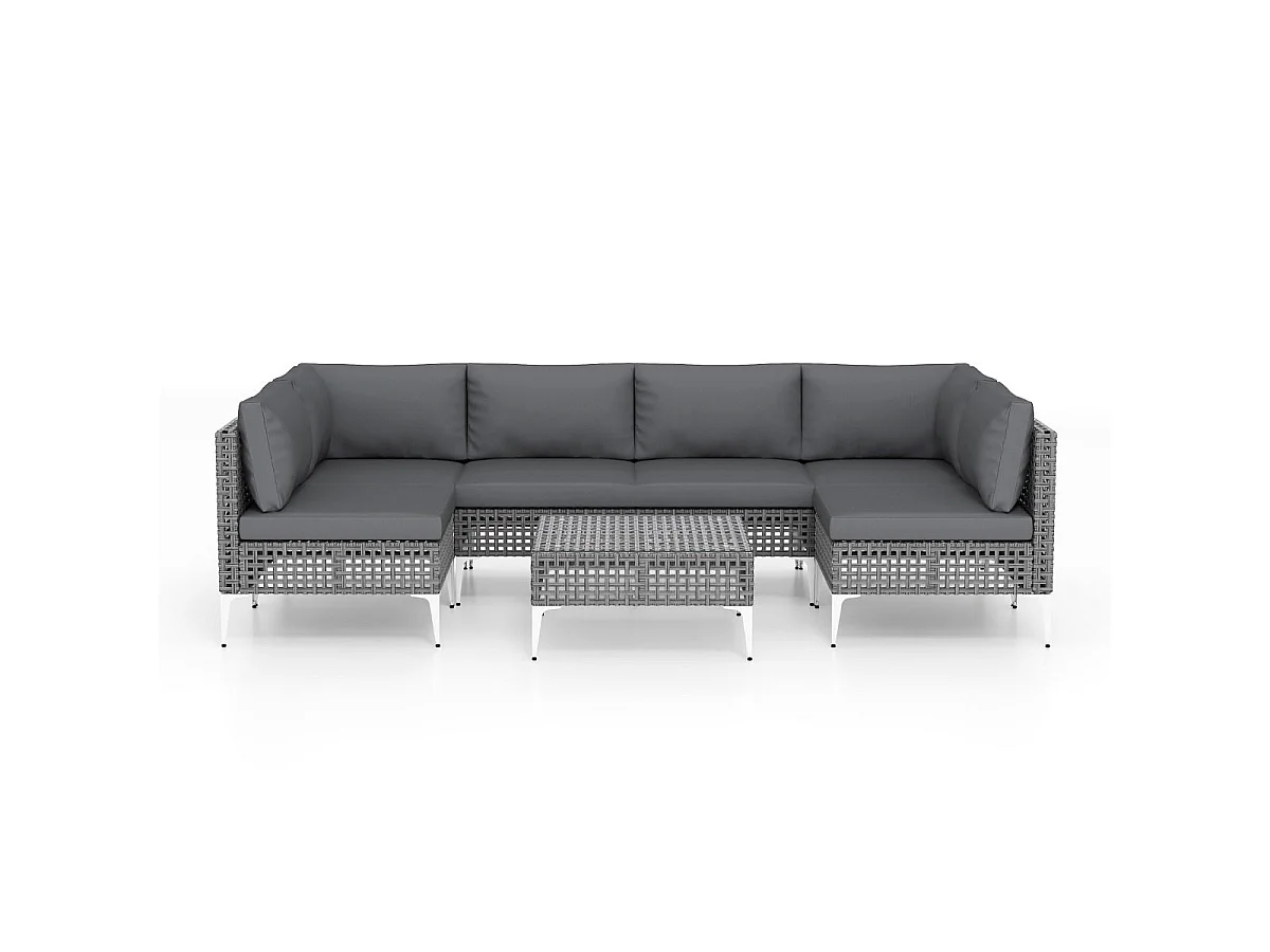 Lounge Möbel Outdoor Rattan Gartenlounge mit Tisch und Kissen Sitzgruppe für Garten Terrasse Balkon