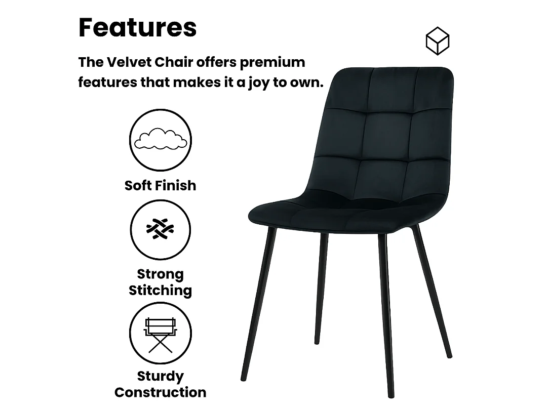 Modern Dining Table Set Whit 4 Black Velvet Chairs Wood Dining Set Furniture