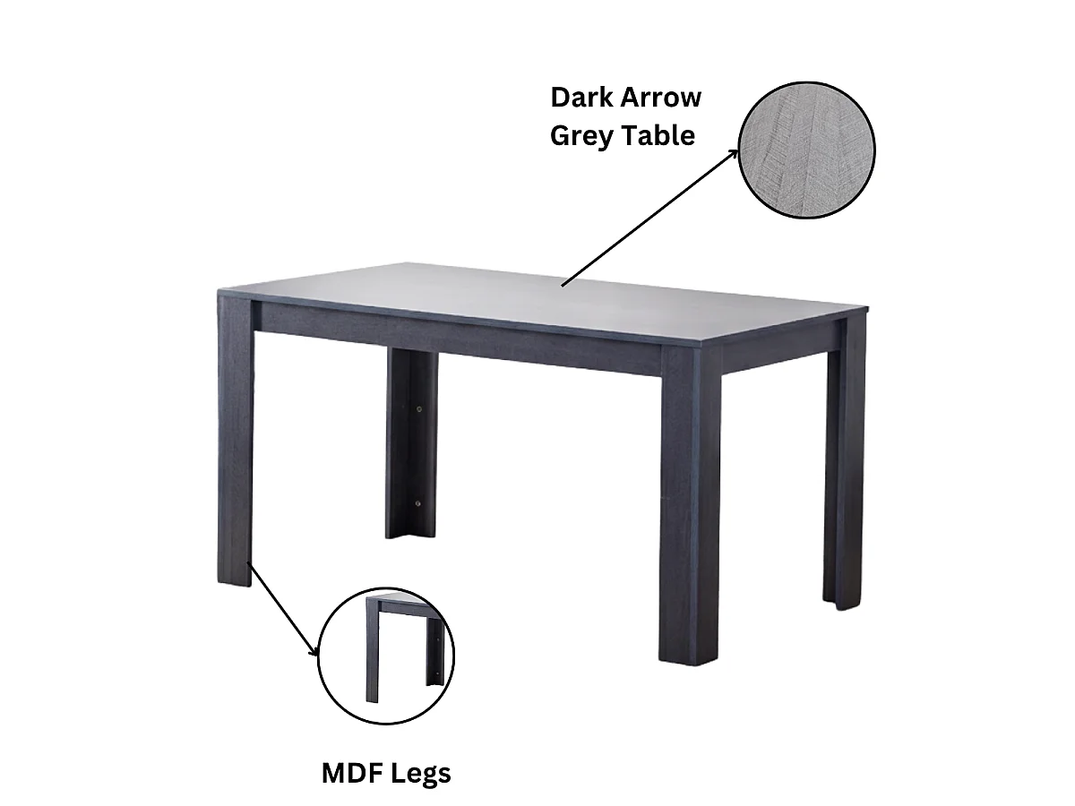 Kosy Koala Dark Grey Dining Table Set with 6 Black Tufted Velvet Chairs Dining Room Furniture