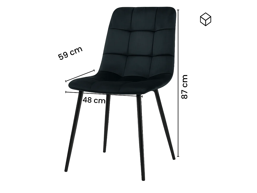 Kosy Koala Dark Grey Dining Table Set with 6 Black Tufted Velvet Chairs Dining Room Furniture