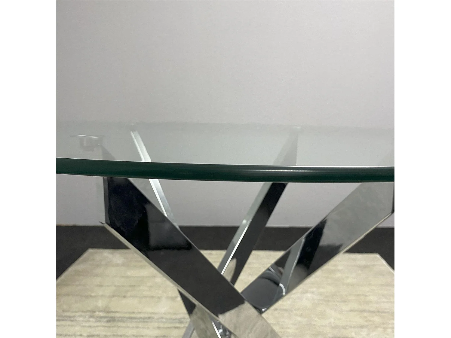 Modern Round Glass Dining Table Set With 4 Grey Velvet Chairs Dining Room Furniture