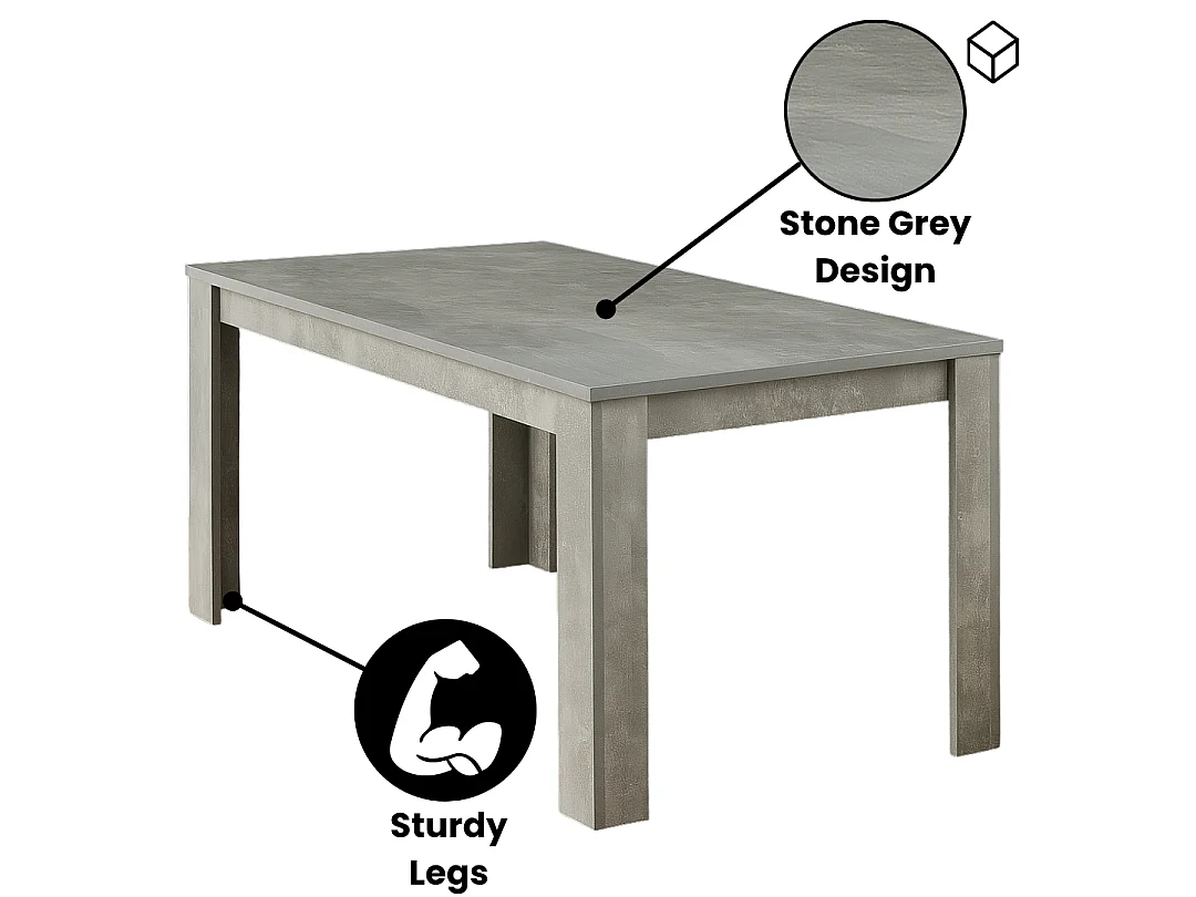 Wooden Rectangle Dining Table Set With 4 Grey Velvet Chairs - Dining Room Furniture
