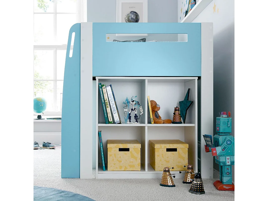 Lacy Blue Storage Mid Sleeper Bed And Pocket Sprung Mattress