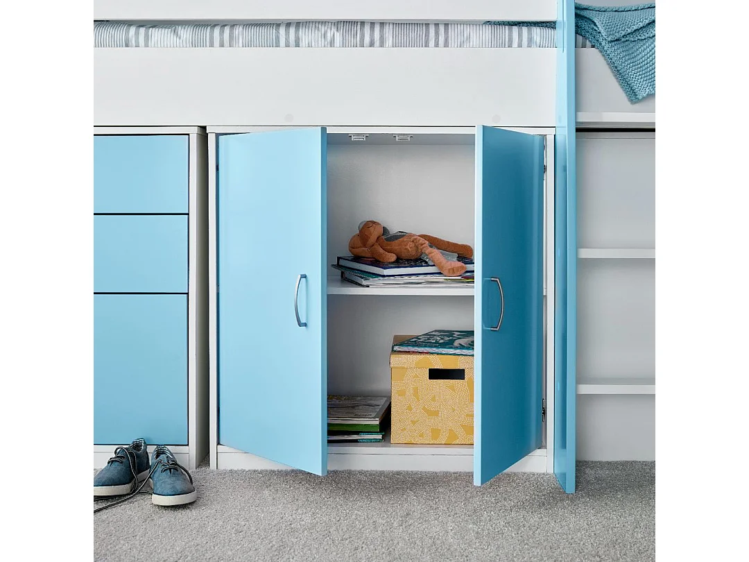 Lacy Blue Storage Mid Sleeper Bed And Pocket Sprung Mattress
