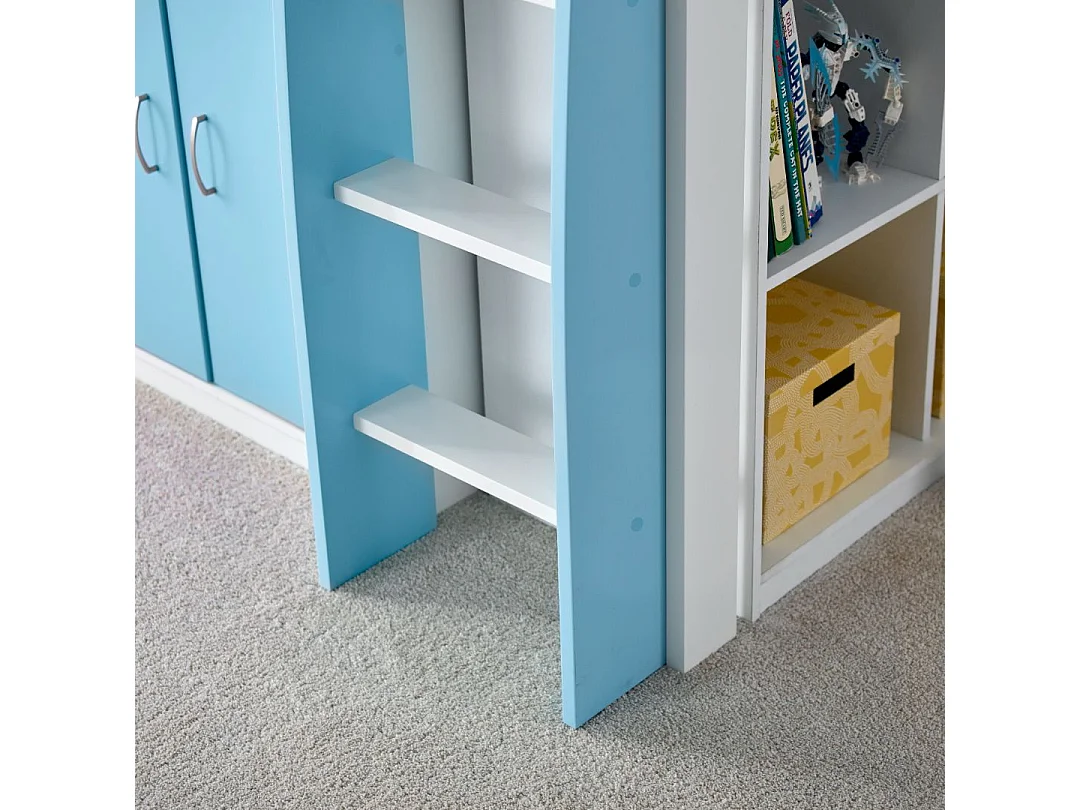 Lacy Blue Storage Mid Sleeper Bed And Memory Foam Mattress