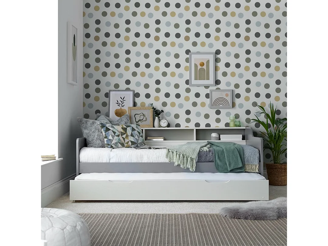 Tyler Grey And White Guest Bed And Trundle