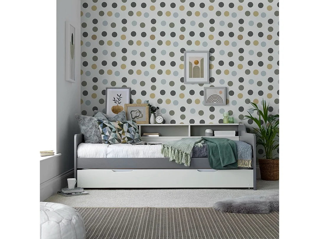 Tyler Grey And White Guest Bed And Trundle