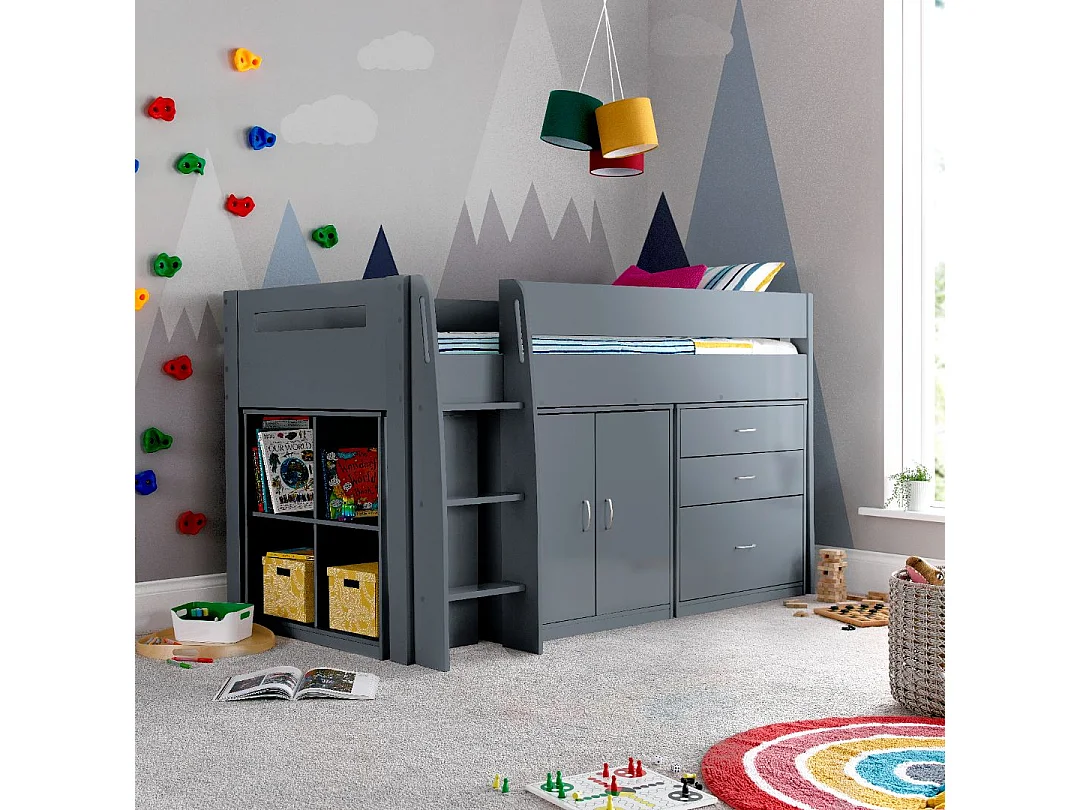 Lacy Grey Storage Mid Sleeper Bed