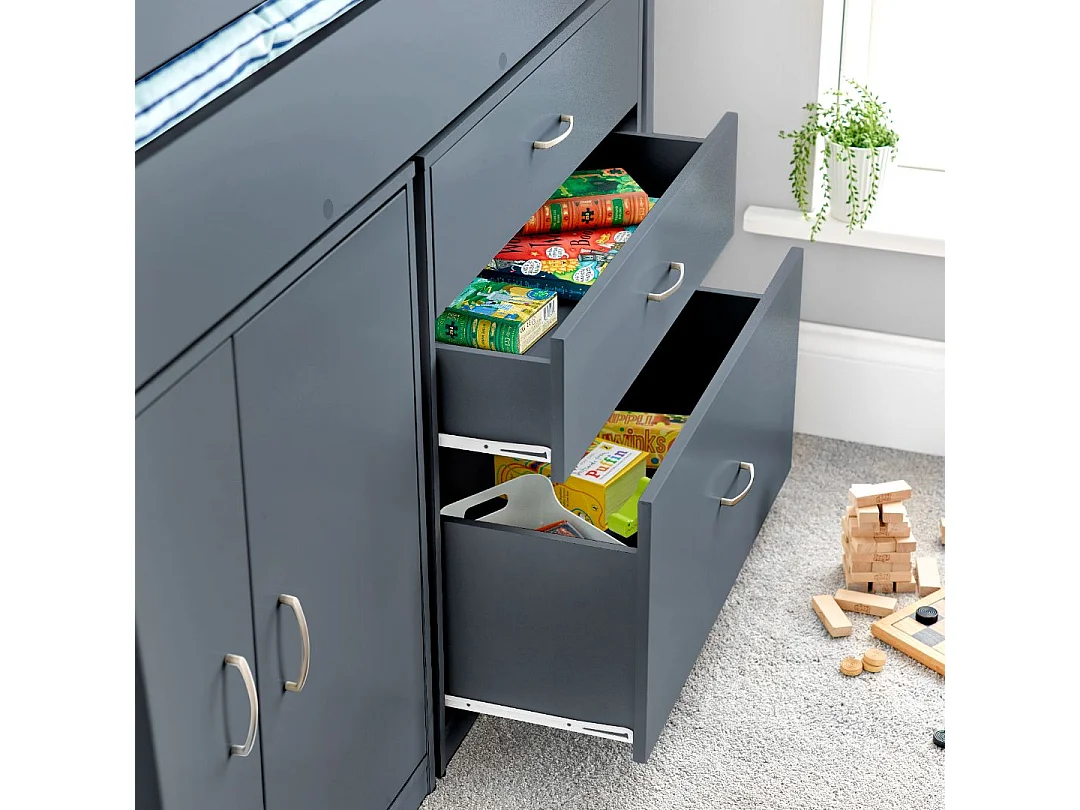 Lacy Grey Storage Mid Sleeper Bed