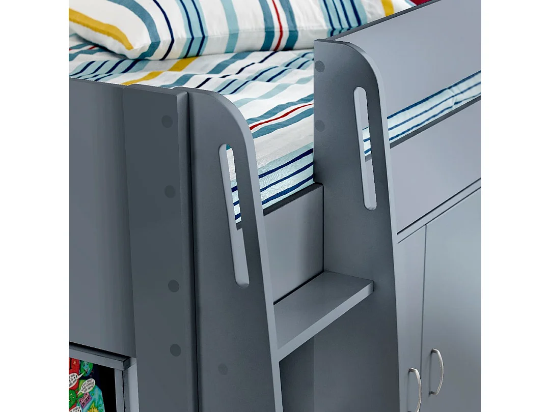 Lacy Grey Storage Mid Sleeper Bed