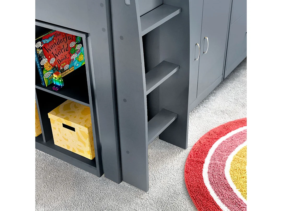 Lacy Grey Storage Mid Sleeper Bed