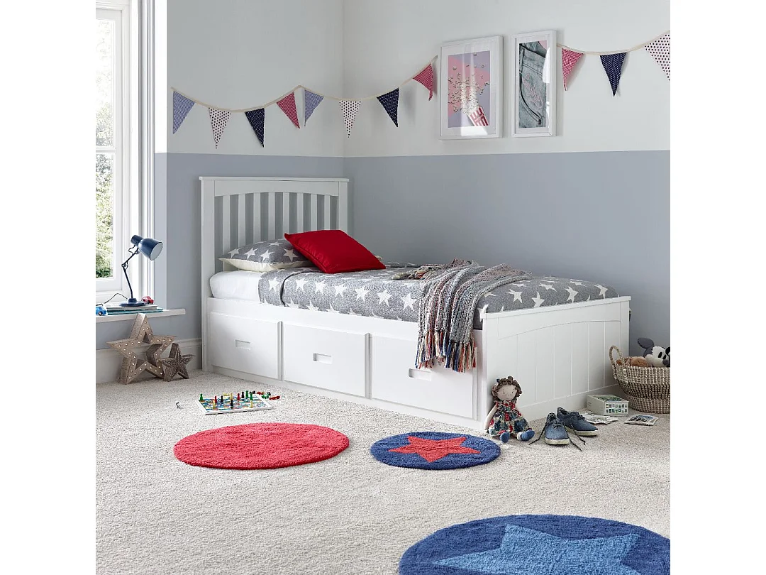 Quest White Wooden 3 Drawer Bed Single